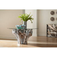 Phillips Collection Root Small Silver Dining Table Base, With Glass