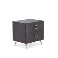 HOMEROOT 20" Silver And Espresso End Table With Two Drawers
