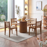 Bayou Breeze 4 - Person Brown Square Solid Wood Dining Table Set