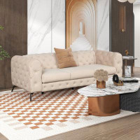House of Hampton 85.5" Velvet Upholstered Sofa With Sturdy Metal Legs-29" H x 85.5" W x 33.5" D
