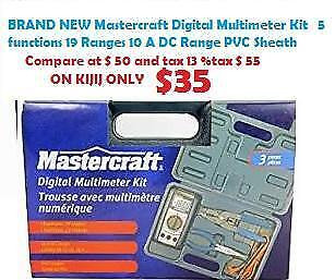 BRAND NEW de luxe Mastercraft Digital Multimeter Kit with 5 functions, 19 Ranges, 10 A DC Range , PVC Sheath in Power Tools in Toronto (GTA)