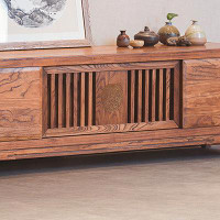 LORENZO New Chinese TV Cabinet Solid Wood Old Elm Zen Home Solid Wood 70.8'' W Storage Credenza