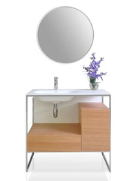Tory 24, 36 or 48 Inch Bathroom Vanity with Solid Surface Top Cabinet Set with Mirror