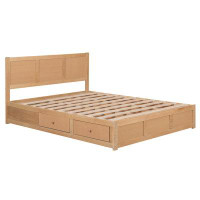 Red Barrel Studio Queen Size Wood Platform Bed With Underneath Storage And 2 Drawers