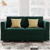 Mercer41 3-Piece Symmetrical Modular Sectional Loveseat Upholstered Velvet Storage Apartment 2-Seat Sofa