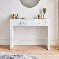Ivy Bronx Modern Design Dressing Table with Tempered Glass tabletop