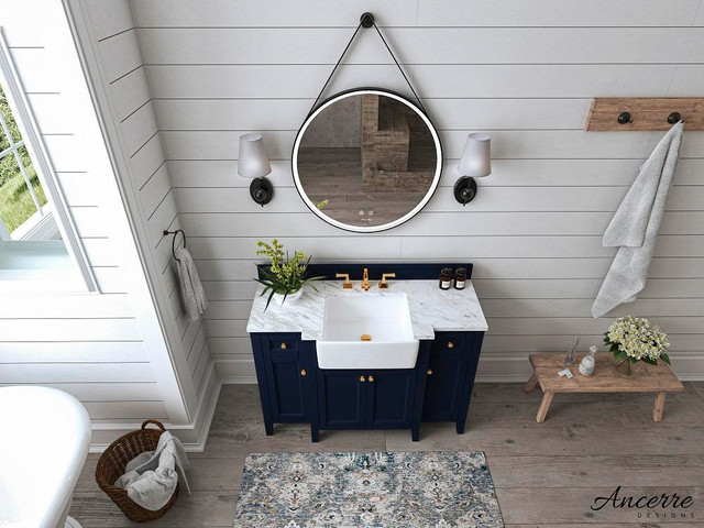48 Inch Adeline Bathroom Vanity With Farmhouse Sink & Carrara White Marble Top Cabinet Set Available in 3 Finishes ANC in Cabinets & Countertops - Image 4