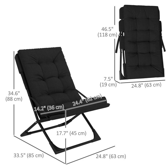 Folding Chair 33.5" x 24.8" x 34.6" Black in Patio & Garden Furniture - Image 3