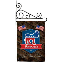 Breeze Decor Democrats - Impressions Decorative Metal Fansy Wall Bracket Garden Flag Set GS111070-BO-03