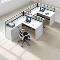 WIKI BOARD 2 - Person Partition Desk  With Cabinet And 2 Chair.
