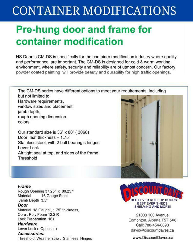 Pre-Hung Shipping Container Man Doors for Sea-Cans $875 in Windows, Doors & Trim in Prince Edward Island - Image 3