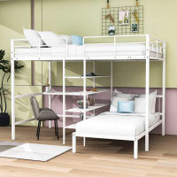 Isabelle & Max™ Adelline Kids Full Over Twin Metal Bunk Bed with Built-in Desk and Shelves