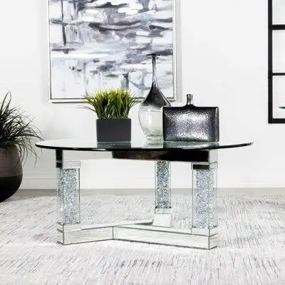 Everly Quinn Auda Mirrored Abstract Coffee Table