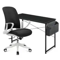 Inbox Zero Computer Desk & Chair Set, Mid Back Mesh Chair And Laptop Table With Storage Bag For Home Office