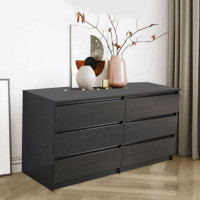 Ebern Designs 6 Drawer Double Dresser For Bedroom Living Room Hallway,Black