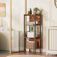 17 Stories Country Rustic 4-Tier Bookcase | Space Saving, Waterproof, Versatile | Easy Assembly