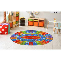 Zoomie Kids ABC Alphabet Numbers Educational Learning Game Play Non Slip Kids Oval Rug Carpet Classroom Playroom