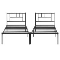 Ebern Designs 14 Inch Twin Size Metal Bed Frame Set Of 2, Iron-Art Platform Bed No Box Spring Needed/Mattress Foundation