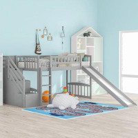 Harriet Bee Stairway Twin Size Loft Bed With Two Drawers And Slide