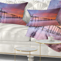 Made in Canada - East Urban Home Pier Seascape Abandoned Wooden Pier at Sunset Lumbar Pillow