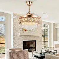 House of Hampton 42" Duwe 4 - Blade LED Crystal Ceiling Fan with Remote Control and Light Kit Included
