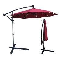 Arlmont & Co. 10 Ft Weibel Patio Umbrella Solar Powered Led Lighted Sun Shade Market Waterproof 8 Ribs Umbrella With Cra