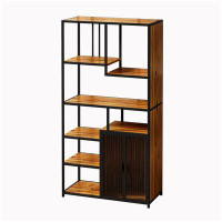 17 Stories Multipurpose Bookshelf Storage Rack, Right Side with Enclosed Storage Cabinet