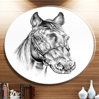 Made in Canada - Design Art 'Freehand Horse Head Pencil Drawing' Drawing Print on Metal