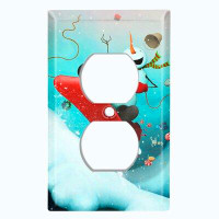 WorldAcc Metal Light Switch Plate Outlet Cover (Snow Man Slay Ride - Single Duplex)