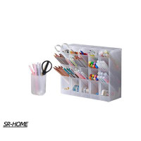 SR-HOME 4 Pcs Desk Organizer With Cup Pen Holder Pencil Marker Stationery Storage Container With Cup Brush Craft Organiz
