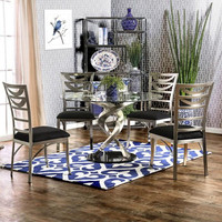 Contemporary Style 42 Glass Top Table w 4 Ladder Back Chairs  ( Can be sold separately )  CM3729 Roxo