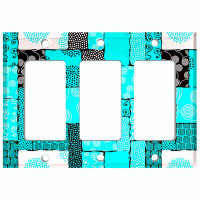 WorldAcc Metal Light Switch Plate Outlet Cover (Safari Pattern African Tribal Art Geometric Teal   - Single Toggle)