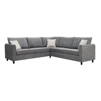 Angel Queen Modern Upholstered Living Room Sectional Sofa, L Shape Furniture Couch With 3 Pillows