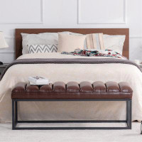 17 Stories Metal Base Upholstered Bench For Bedroom For Entryway