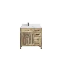 Willow Collections Malibu Natural Mango 36 In. W X 22 In. D Left Offset Sink Bathroom Vanity With Cove Edge Quartz