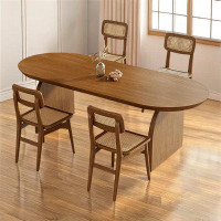 ULTORU 4 - Person Brown Solid Wood Oval Dining Table Set