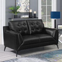 Latitude Run® Moira Upholstered Tufted Loveseat with Track Arms Black