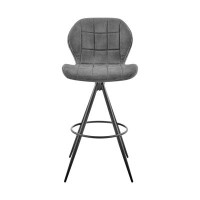 Lux Comfort 39x 19 x 19_30" Charcoal Grey And Black Microfiber Squared Channel Bar Stool