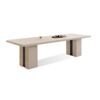 Fit and Touch 94.49" White Rectangular Slate Dining Table
