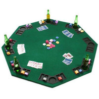 NEW PORTABLE 48 IN FOLDING POKER TABLE GREEN TOP OCTAGON 8 PLAYER PKTT103