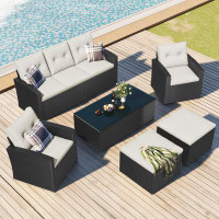 Latitude Run® 6Pcs Outdoor Sectional Set With Coffee Table