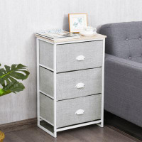 Rebrilliant Narrow Nightstand With 3 Drawers And Wood Top