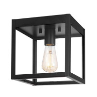 Globe Electric Company 1-Light Matte Black Outdoor Flush Mount Ceiling Light with Clear Glass Shade