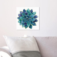 Oliver Gal Succulent Lovers, Geometric House Plant Modern Blue Canvas Wall Art Print For Living Room
