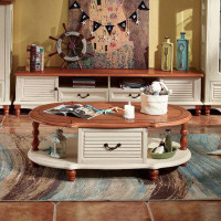 MABOLUS 51.18" Brown Manufactured Wood Oval Coffee Table