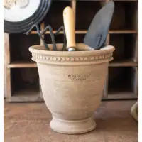 Rosalind Wheeler Rosalind Wheeler Modern Round Handmade Clay Urn Planter In Distressed Finish