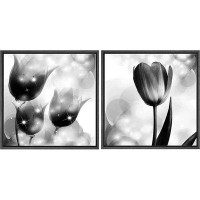 IDEA4WALL IDEA4WALL Framed Wall Art Print Set Shining Tulips & Bokeh Camera Effect Floral Plants Photography Minimalism