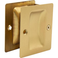 Stone Harbor Hardware Premium Square Pocket Door Lock, Passage (Hall/Closet) Latch, Clear Pack, Satin Brass By Stone Har