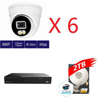 Monthly Promo! Aibase 8 ch 4K AI Full Color IP Kit: NVR-3108-8P-AI+2TB HDD+6pcs IP3138W-A-SI-28-AI