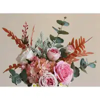 Primrue "Luxurious Faux Flower Bouquet With Delicate Rose And Hydrangea For Living Room Dining Table Decor"